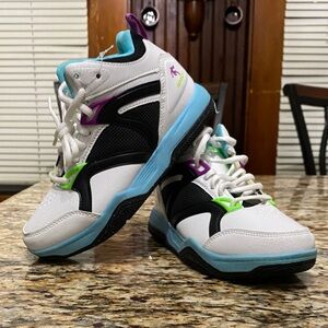 AND1 Kids White and Black Sneakers with Blue Accents